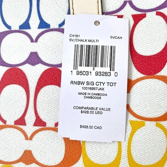 Coach Purse Signature Rainbow City Tote Bag NWT - Picture 8 of 13